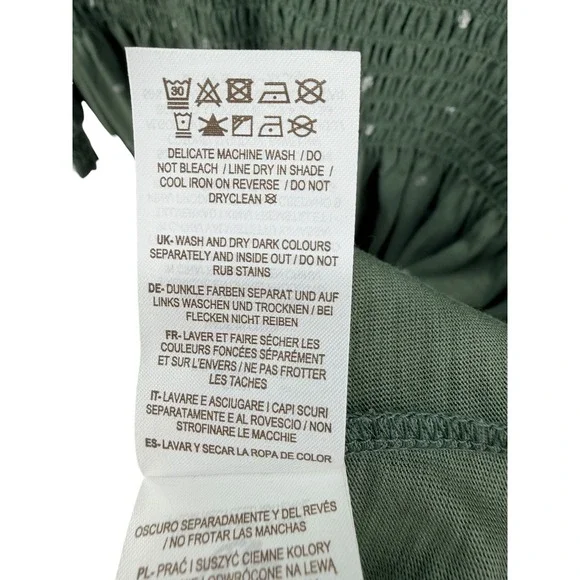 Boden Smocked Button Front Long Sleeve Cotton Blend Dress Green Dots 12R NWT - Picture 6 of 12